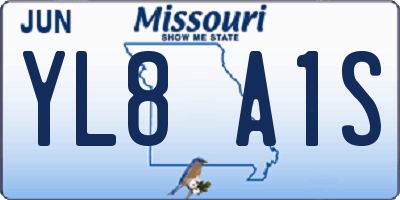 MO license plate YL8A1S