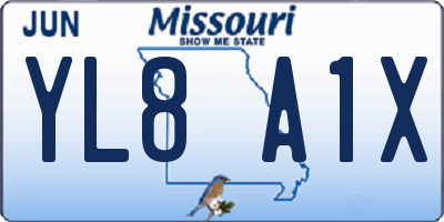 MO license plate YL8A1X