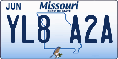 MO license plate YL8A2A