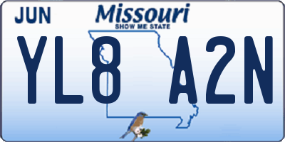 MO license plate YL8A2N
