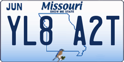 MO license plate YL8A2T