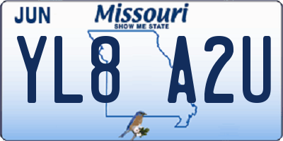 MO license plate YL8A2U