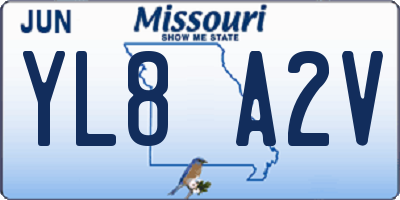 MO license plate YL8A2V