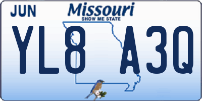 MO license plate YL8A3Q