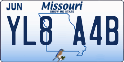 MO license plate YL8A4B