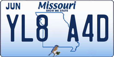 MO license plate YL8A4D