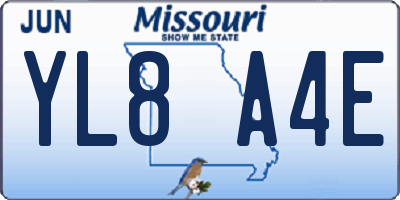 MO license plate YL8A4E
