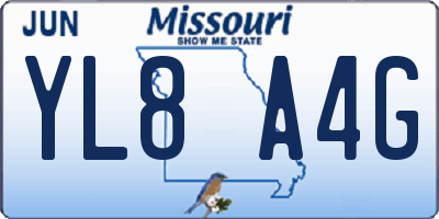 MO license plate YL8A4G