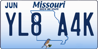 MO license plate YL8A4K