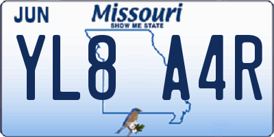 MO license plate YL8A4R