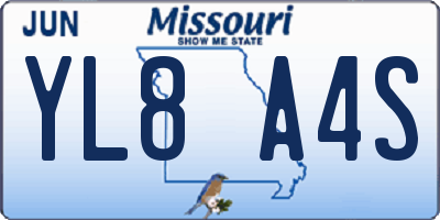 MO license plate YL8A4S
