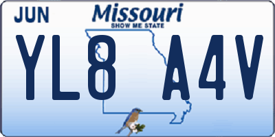 MO license plate YL8A4V