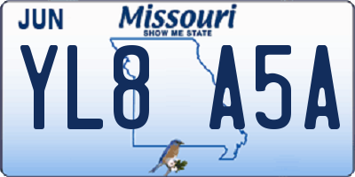 MO license plate YL8A5A