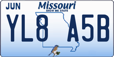 MO license plate YL8A5B