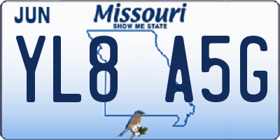 MO license plate YL8A5G