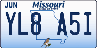 MO license plate YL8A5I