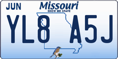 MO license plate YL8A5J