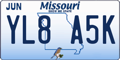 MO license plate YL8A5K