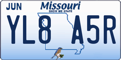 MO license plate YL8A5R