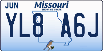 MO license plate YL8A6J