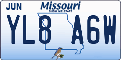 MO license plate YL8A6W