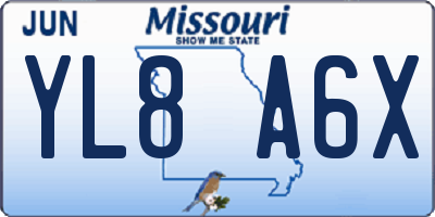 MO license plate YL8A6X