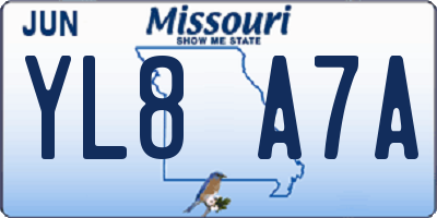 MO license plate YL8A7A