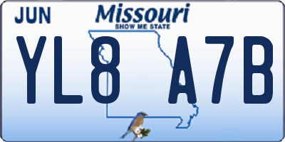 MO license plate YL8A7B