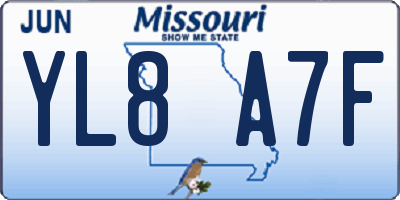 MO license plate YL8A7F