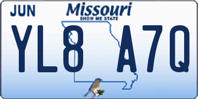MO license plate YL8A7Q