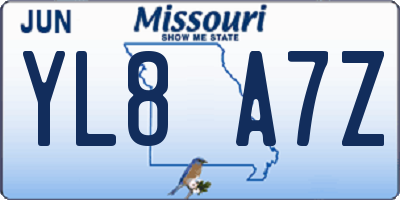 MO license plate YL8A7Z