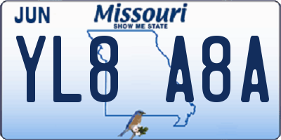 MO license plate YL8A8A