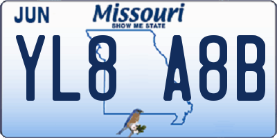 MO license plate YL8A8B