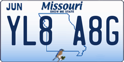 MO license plate YL8A8G