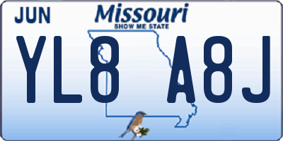 MO license plate YL8A8J