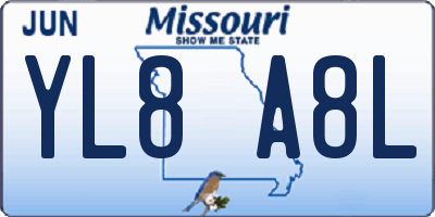 MO license plate YL8A8L