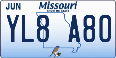 MO license plate YL8A8O