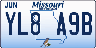 MO license plate YL8A9B