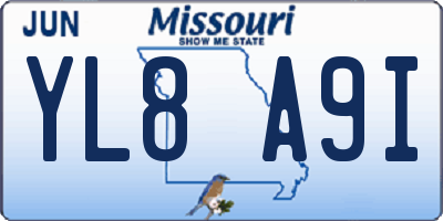 MO license plate YL8A9I