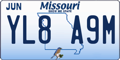 MO license plate YL8A9M