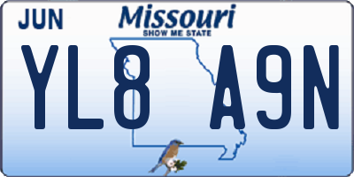 MO license plate YL8A9N