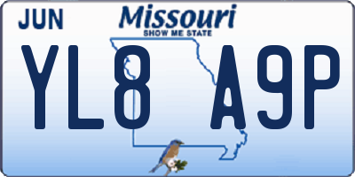 MO license plate YL8A9P