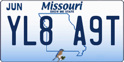 MO license plate YL8A9T