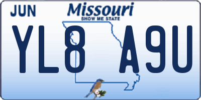 MO license plate YL8A9U