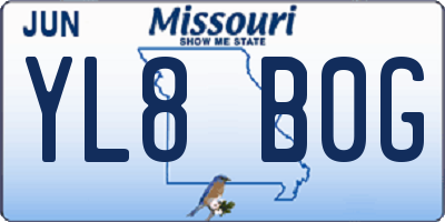 MO license plate YL8B0G