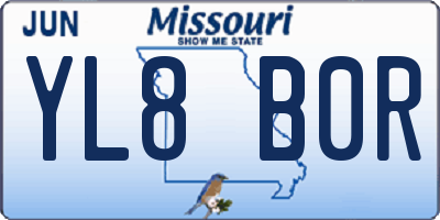 MO license plate YL8B0R