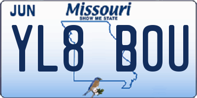 MO license plate YL8B0U