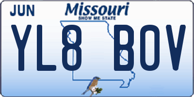 MO license plate YL8B0V
