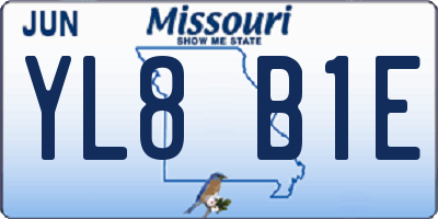 MO license plate YL8B1E