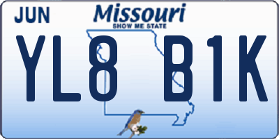 MO license plate YL8B1K